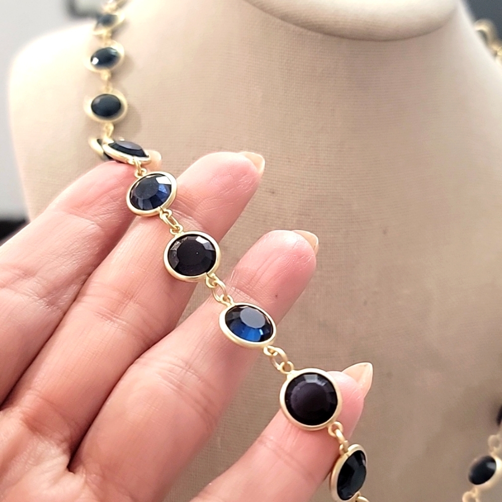 Chico's Gold and Blue Glass Necklace - Picture 2 of 4